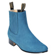 Los Altos Boots Boots Men's Genuine Nobuck Leather Round Toe Charro Ankle Boots Blue Jean Color - Los Altos Boots