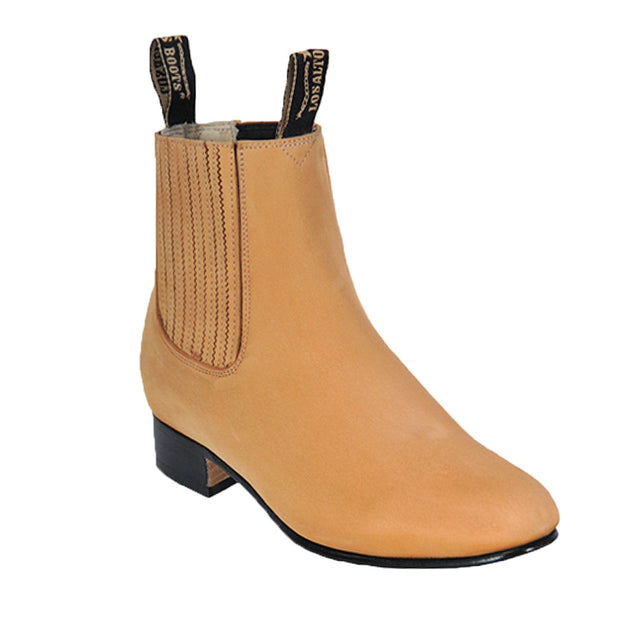 Los Altos Boots Boots Men's Genuine Nobuck Leather Round Toe Charro Ankle Boots Honey Color - Los Altos Boots