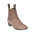 Los Altos Boots Boots Men's Genuine Nobuck Leather Round Toe Charro Ankle Boots Light Brown Color - Los Altos Boots