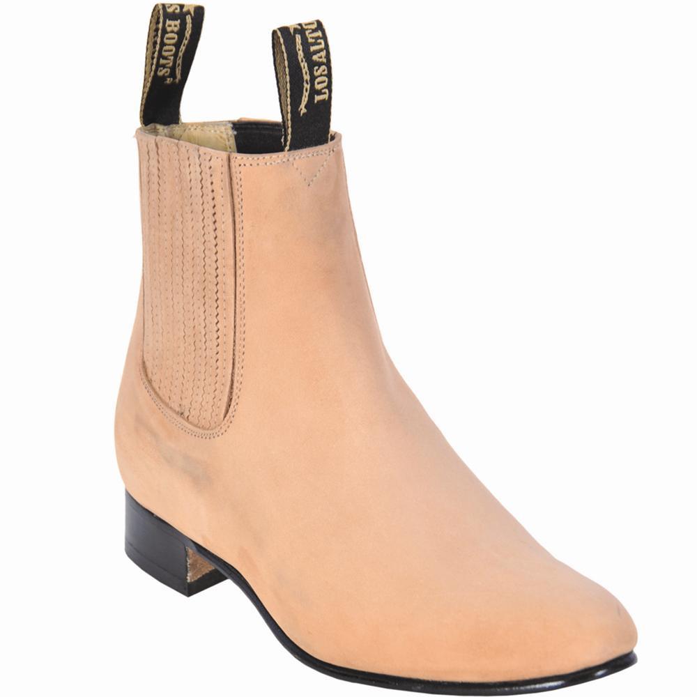 Los Altos Boots Boots Men's Genuine Nobuck Leather Round Toe Charro Ankle Boots Oryx Color - Los Altos Boots