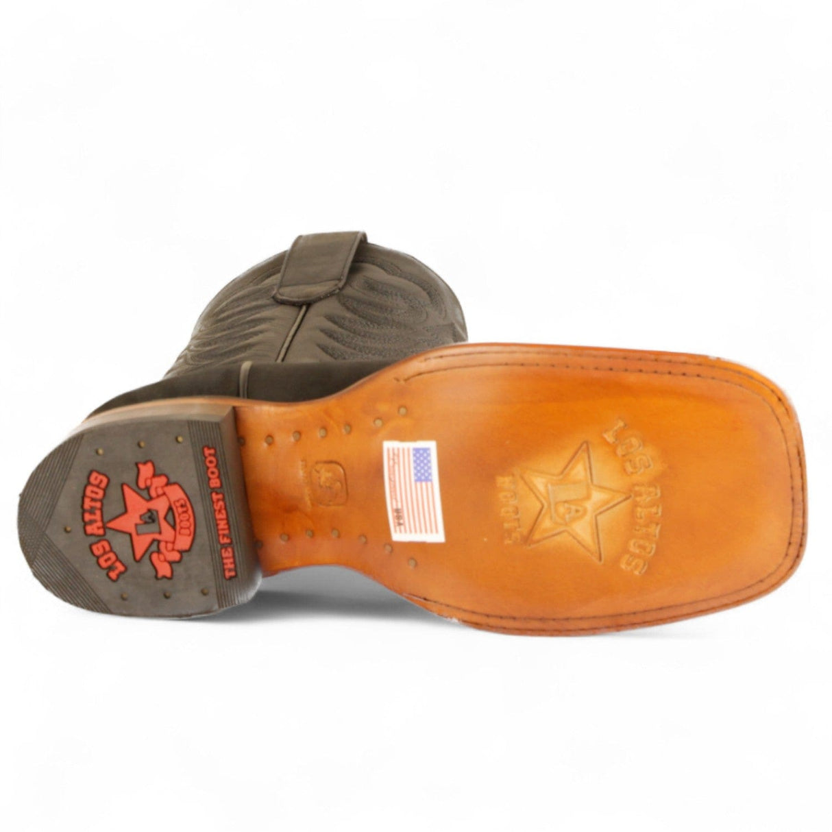 Los Altos Boots Boots Men's Genuine Nobuck Leather Texas Wide Square Toe Boots Black Color - Los Altos Boots