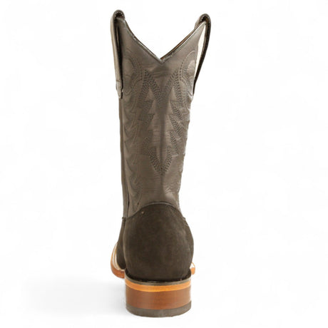 Los Altos Boots Boots Men's Genuine Nobuck Leather Texas Wide Square Toe Boots Black Color - Los Altos Boots