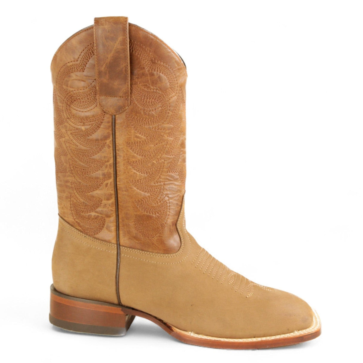 Los Altos Boots Boots Men's Genuine Nobuck Leather Texas Wide Square Toe Boots Taupe Color - Los Altos Boots