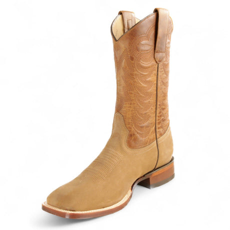 Los Altos Boots Boots Men's Genuine Nobuck Leather Texas Wide Square Toe Boots Taupe Color - Los Altos Boots