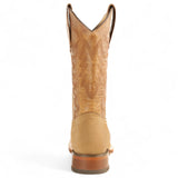 Los Altos Boots Boots Men's Genuine Nobuck Leather Texas Wide Square Toe Boots Taupe Color - Los Altos Boots