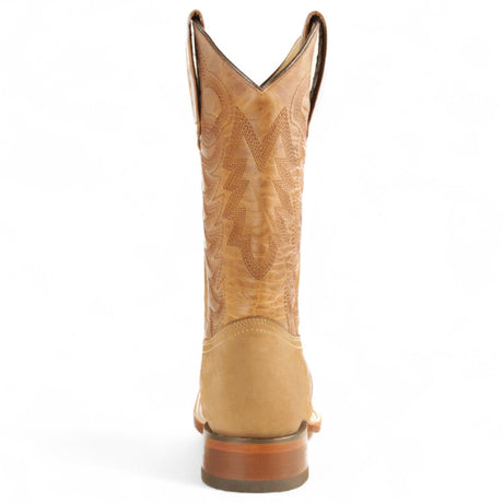 Los Altos Boots Boots Men's Genuine Nobuck Leather Texas Wide Square Toe Boots Taupe Color - Los Altos Boots