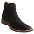 Los Altos Boots Boots Men's Genuine Nobuck Leather Wide Square Toe Ankle Boots Black Color - Los Altos Boots