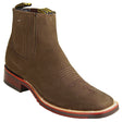 Los Altos Boots Boots Men's Genuine Nobuck Leather Wide Square Toe Ankle Boots Tobacco Color - Los Altos Boots