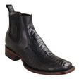 Los Altos Boots Boots Men´s Genuine Ostrich Leg Skin Wide Square Toe Ankle Boots Black Color - Los Altos Boots