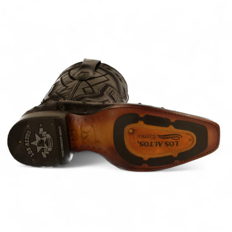 Los Altos Boots Boots Men's Genuine Ostrich Skin European Square Toe Boots Black Color - Los Altos Boots