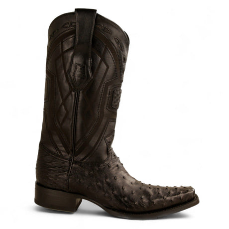 Los Altos Boots Boots Men's Genuine Ostrich Skin European Square Toe Boots Black Color - Los Altos Boots