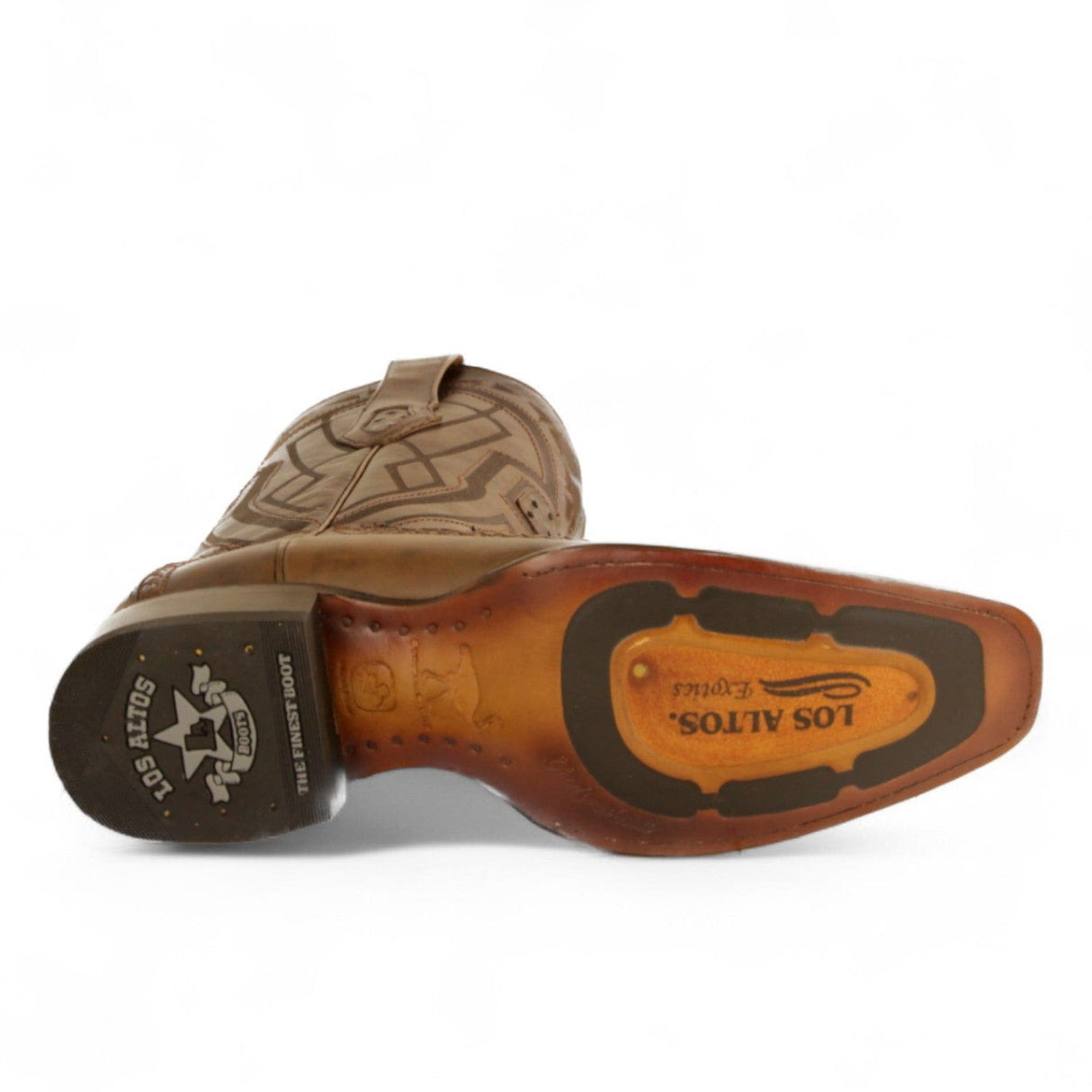 Los Altos Boots Boots Men's Genuine Ostrich Skin European Square Toe Boots Faded Brown Color - Los Altos Boots