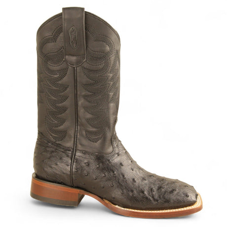 Los Altos Boots Boots Men's Genuine Ostrich Skin Texas Wide Square Toe Boots Black Color - Los Altos Boots