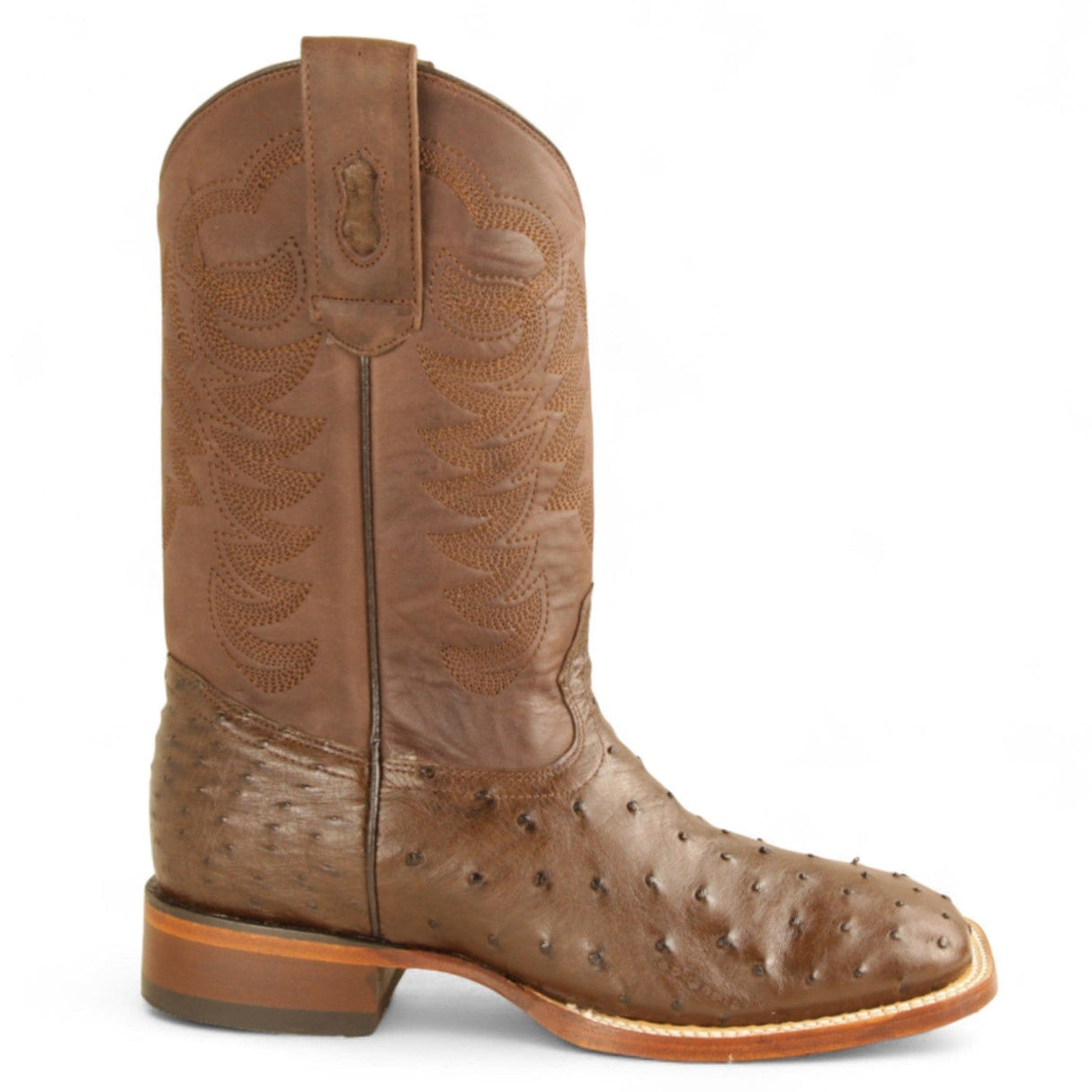 Los Altos Boots Boots Men's Genuine Ostrich Skin Texas Wide Square Toe Boots Brown Color - Los Altos Boots