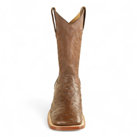 Los Altos Boots Boots Men's Genuine Ostrich Skin Texas Wide Square Toe Boots Brown Color - Los Altos Boots