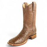 Los Altos Boots Boots Men's Genuine Ostrich Skin Texas Wide Square Toe Boots Brown Color - Los Altos Boots