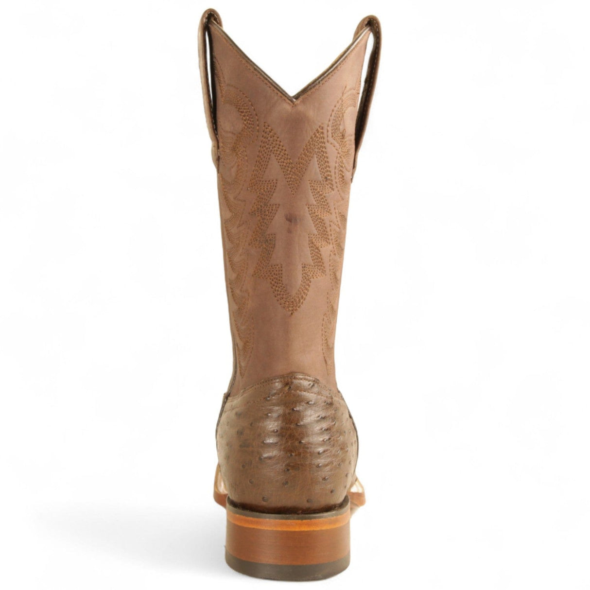 Los Altos Boots Boots Men's Genuine Ostrich Skin Texas Wide Square Toe Boots Brown Color - Los Altos Boots