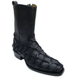 Los Altos Boots Boots Men's Genuine Piraruccu Skin 7x Toe Short Boots With Zipper Matte Black Color - Los Altos Boots