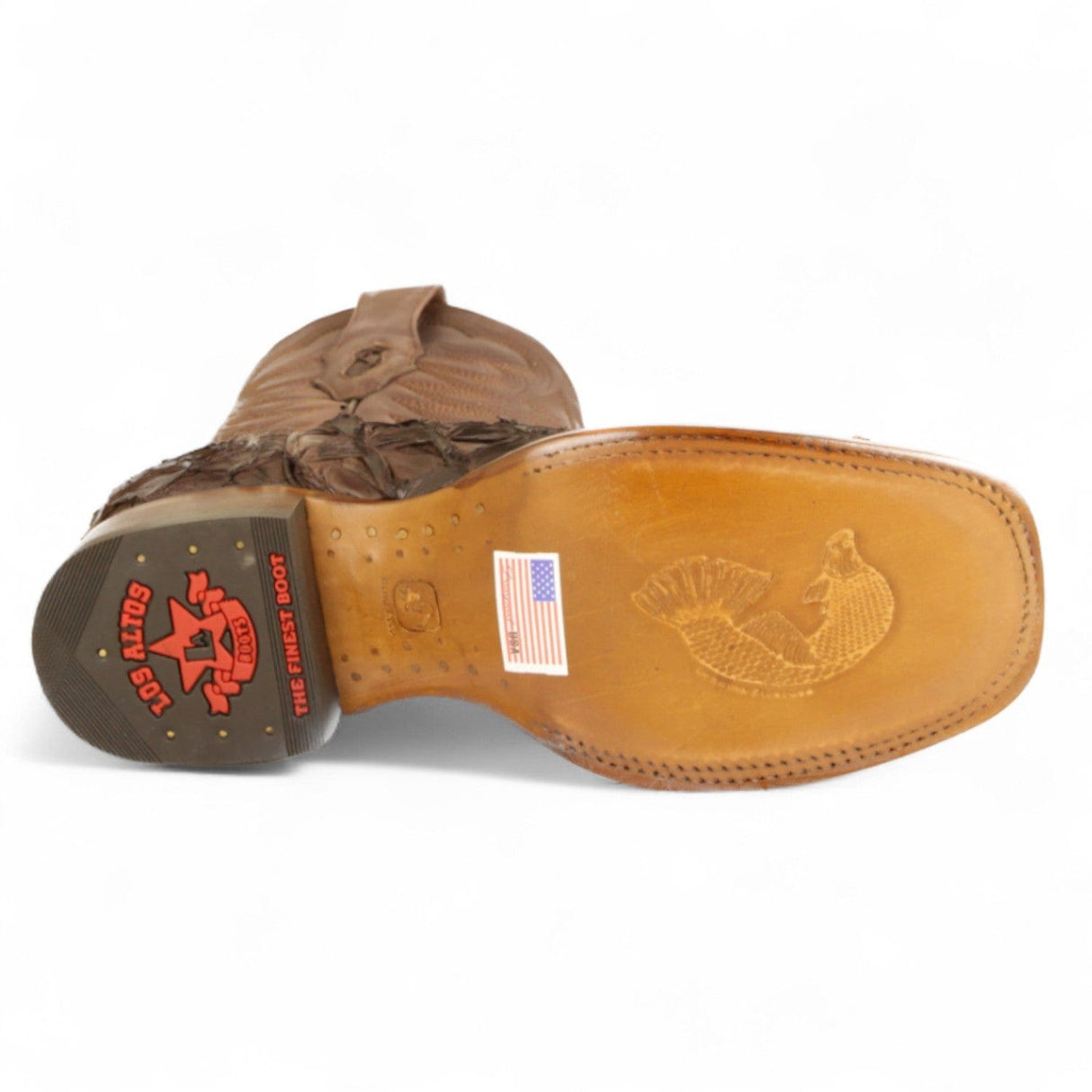 Los Altos Boots Boots Men's Genuine Piraruccu Skin Rodeo Wide Square Toe Boots Brown Color - Los Altos Boots