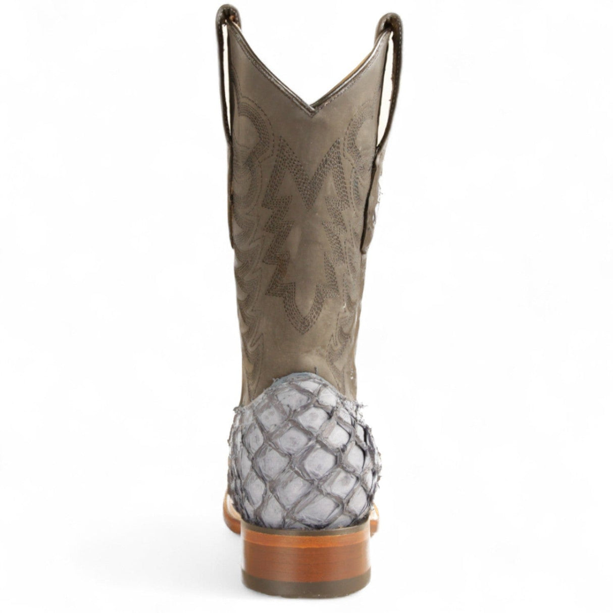 Los Altos Boots Boots Men's Genuine Piraruccu Skin Rodeo Wide Square Toe Boots Gray Color - Los Altos Boots
