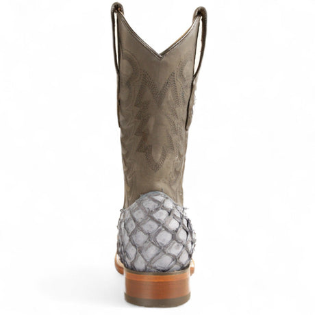 Los Altos Boots Boots Men's Genuine Piraruccu Skin Rodeo Wide Square Toe Boots Gray Color - Los Altos Boots