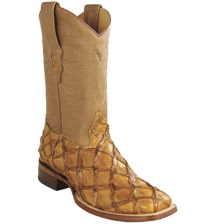 Los Altos Boots Boots Men's Genuine Piraruccu Skin Rodeo Wide Square Toe Boots Oryx Color - Los Altos Boots