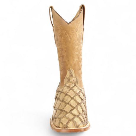 Los Altos Boots Boots Men's Genuine Piraruccu Skin Rodeo Wide Square Toe Boots Oryx Color - Los Altos Boots