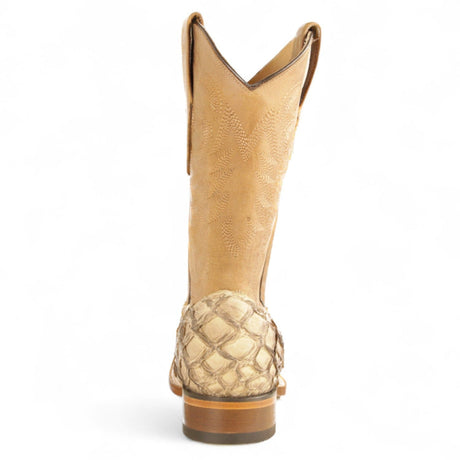 Los Altos Boots Boots Men's Genuine Piraruccu Skin Rodeo Wide Square Toe Boots Oryx Color - Los Altos Boots