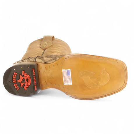 Los Altos Boots Boots Men's Genuine Piraruccu Skin Rodeo Wide Square Toe Boots Oryx Color - Los Altos Boots