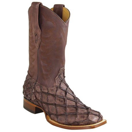 Los Altos Boots Boots Men's Genuine Piraruccu Skin Rodeo Wide Square Toe Boots Tobacco Color - Los Altos Boots