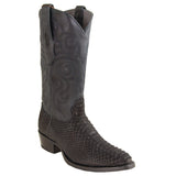 Los Altos Boots Boots Men's Genuine Python Round Toe Boots Nubuck Black Color - Los Altos Boots