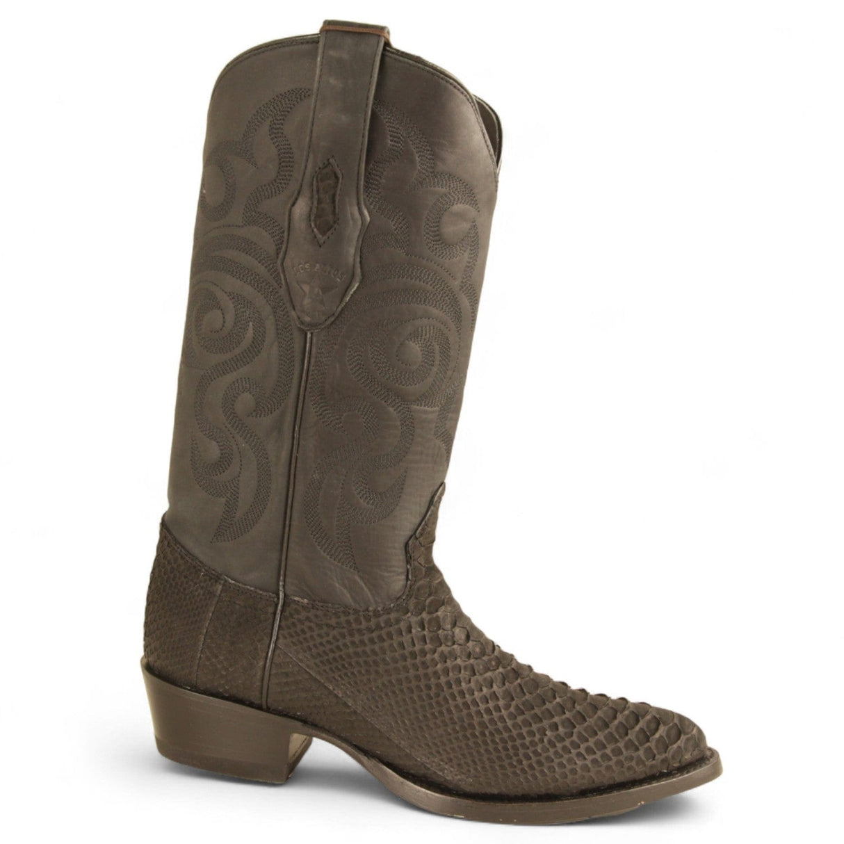 Los Altos Boots Boots Men's Genuine Python Round Toe Boots Nubuck Black Color - Los Altos Boots