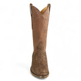 Los Altos Boots Boots Men's Genuine Python Round Toe Boots Nobuck Brown Color - Los Altos Boots