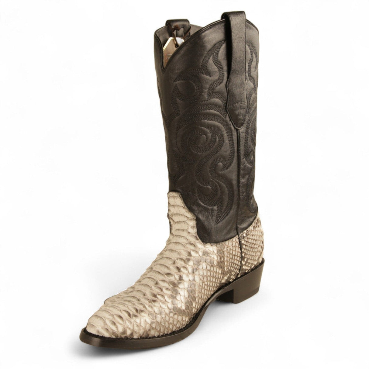 Los Altos Boots Boots Men's Genuine Python Round Toe Boots Nubuck Natural Color - Los Altos Boots