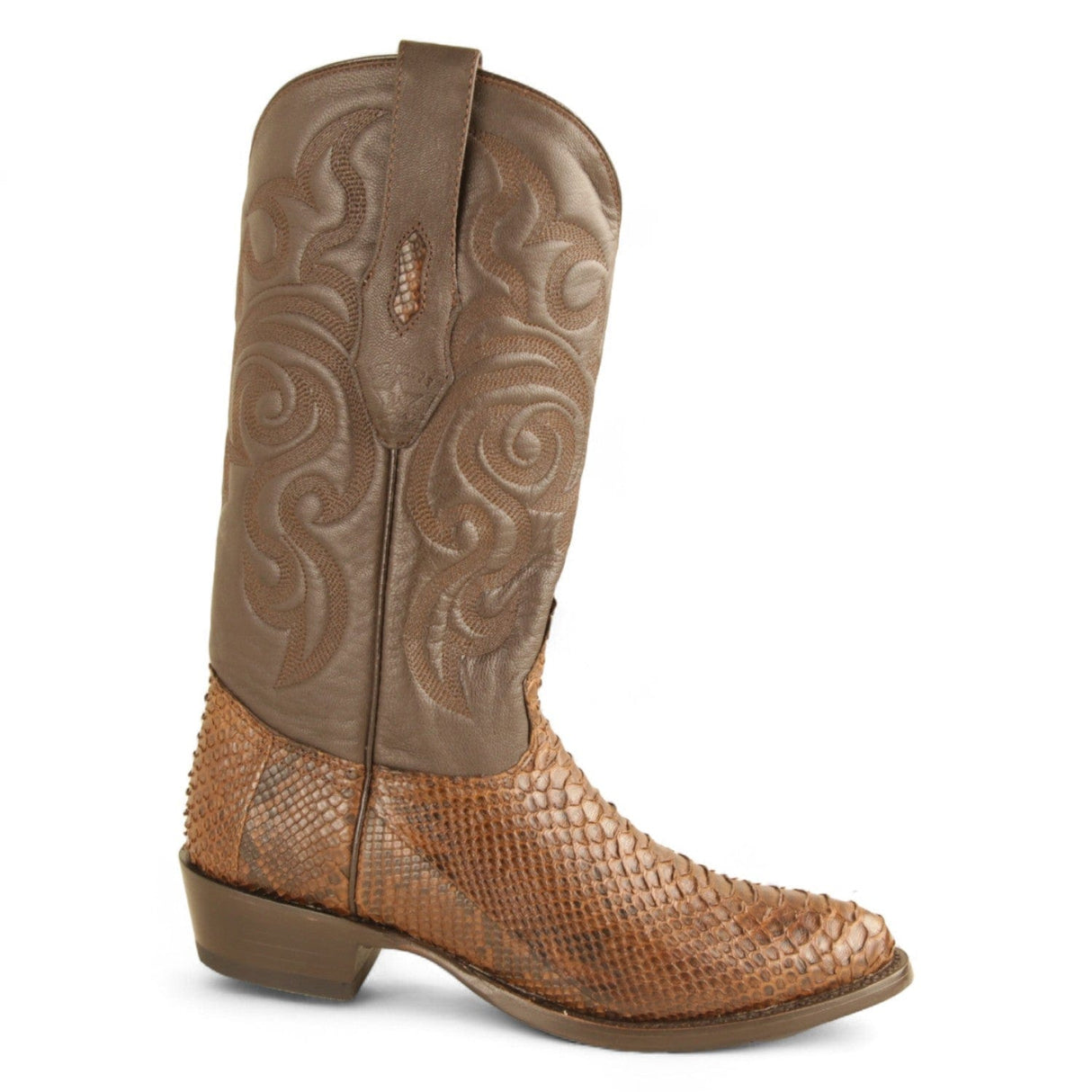 Los Altos Boots Boots Men's Genuine Python Round Toe Boots Porto Brown Color - Los Altos Boots