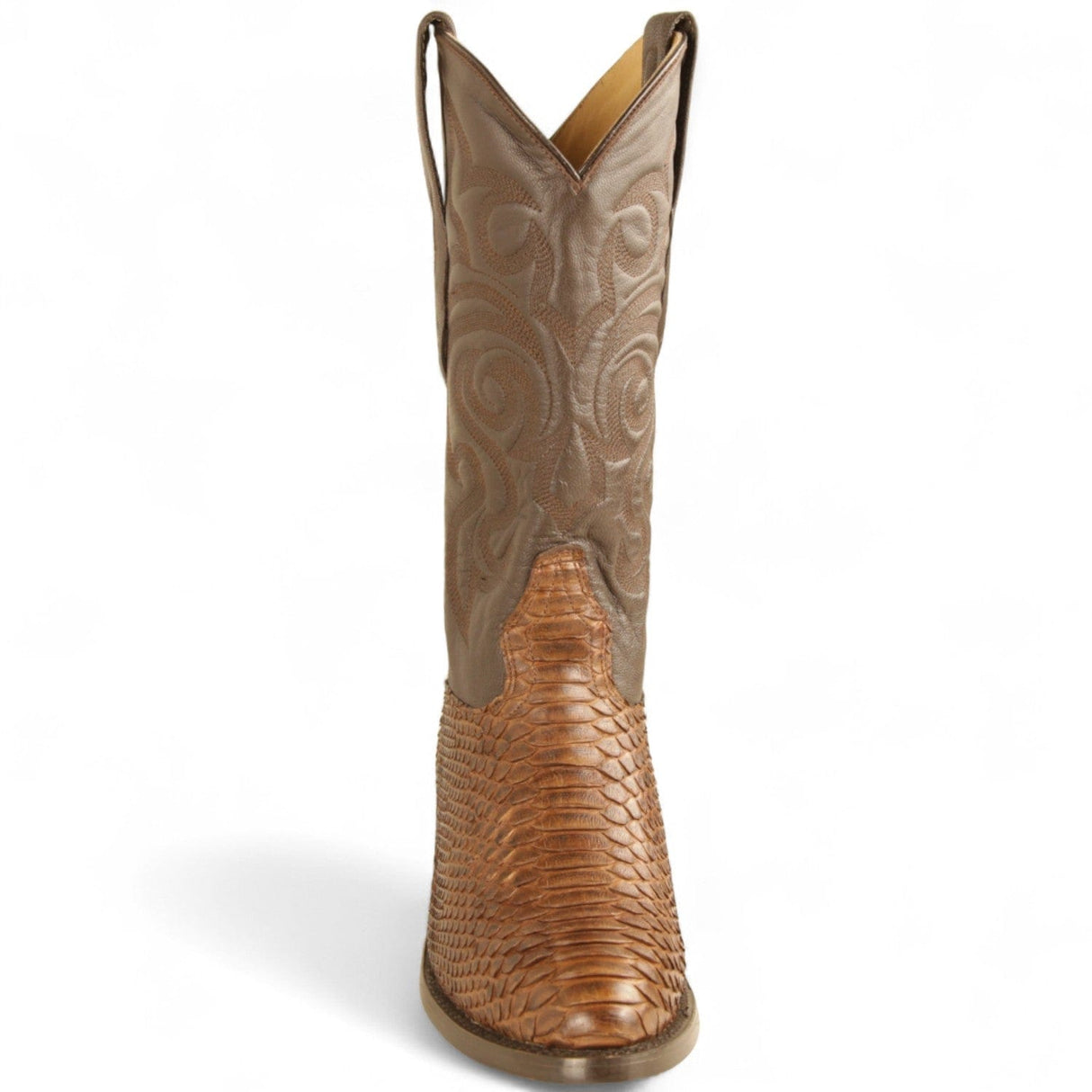 Los Altos Boots Boots Men's Genuine Python Round Toe Boots Porto Brown Color - Los Altos Boots