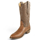 Los Altos Boots Boots Men's Genuine Python Round Toe Boots Porto Brown Color - Los Altos Boots