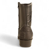 Los Altos Boots Boots Men's Genuine Python Skin and Leather European Square Toe Short Boots With Zipper Nobuck Black Color - Los Altos Boots