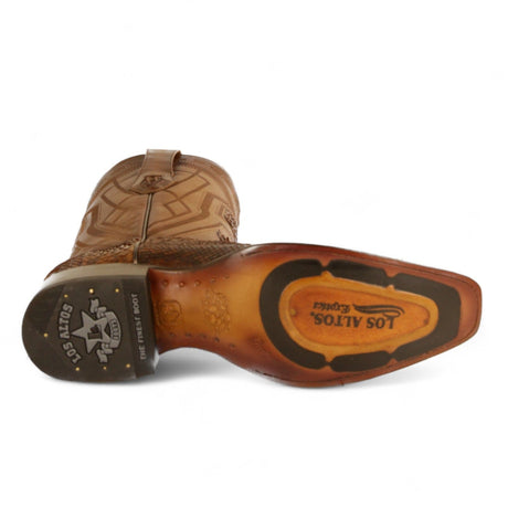 Los Altos Boots Boots Men's Genuine Python Skin European Square Toe Boots Porto Brown Color - Los Altos Boots