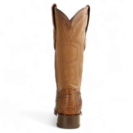 Los Altos Boots Boots Men's Genuine Python Skin European Square Toe Boots Porto Brown Color - Los Altos Boots