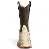 Los Altos Boots Boots Men's Genuine Python Skin Rode Wide Square Toe Boots Nobuck Natural Color - Los Altos Boots