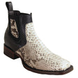 Los Altos Boots Boots Men´s Genuine Python Skin Wide Square Toe Ankle Boots Nobuck Natural Color - Los Altos Boots