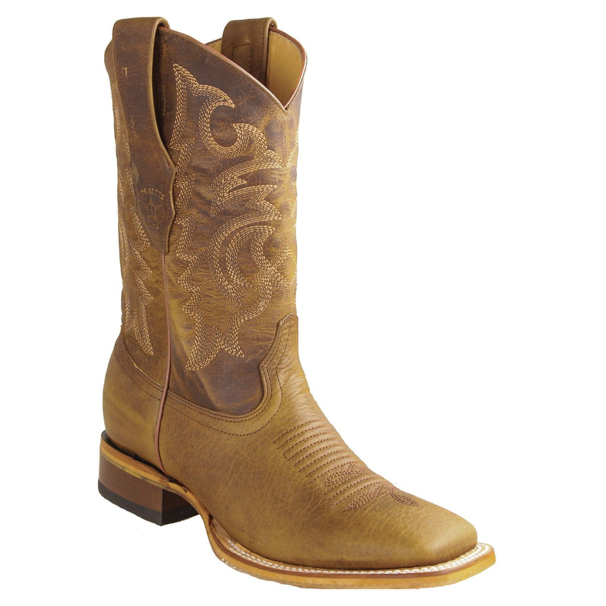 Los Altos Boots Boots Men's Genuine Rage Leather Rodeo Wide Square Toe Boots Honey Color - Los Altos Boots