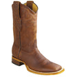 Los Altos Boots Boots Men's Genuine Rage Leather Rodeo Wide Square Toe Boots Walnut Color - Los Altos Boots