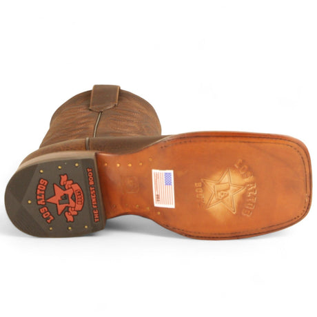 Los Altos Boots Boots Men's Genuine Rage Leather Rodeo Wide Square Toe Boots Walnut Color - Los Altos Boots