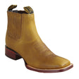 Los Altos Boots Boots Men's Genuine Rage Leather Wide Square Toe Ankle Boots Honey Color - Los Altos Boots