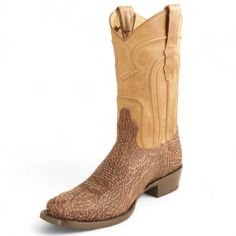 Los Altos Boots Boots Men's Genuine Shark Skin 7x Toe Boots Cognac Color - Los Altos Boots