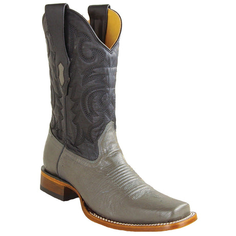 Los Altos Boots Boots Men's Genuine Smooth Ostrich Skin Rodeo Toe Boots Gray Color - Los Altos Boots