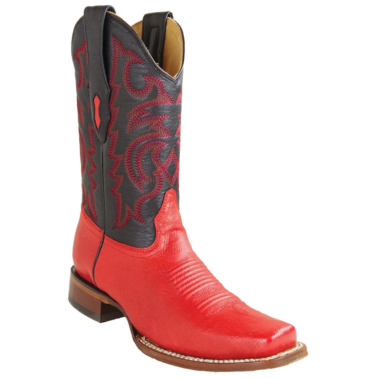 Los Altos Boots Boots Men's Genuine Smooth Ostrich Skin Rodeo Toe Boots Red Color - Los Altos Boots