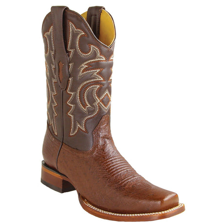 Los Altos Boots Boots Men's Genuine Smooth Ostrich Skin Rodeo Toe Boots Tobacco Color - Los Altos Boots